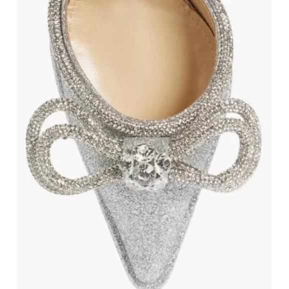 🌺MACH & MACH 🌺 Double Bow Platform Pump Silver Glitter Size: 38 - Picture 6 of 15